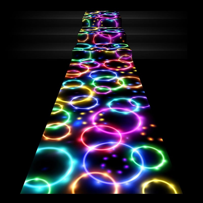 Haull 236 x 39 Inch Neon Light up Dance Floor Glow in The Dark Floor Runner Neon Party Decorations UV Blacklight Reactive Fluorescent Wall Props for Glow Disco Party Favors(Dream Bubble) - Image 1